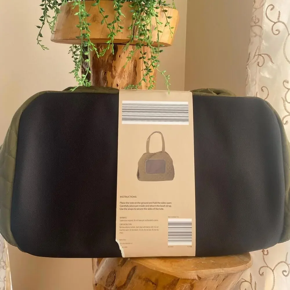 Quilted Pet Carrier - Olive Green